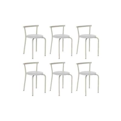 Banqueta Sala De Jantar 105 Kit 6 Uni Prata-courano Branco - Carraro