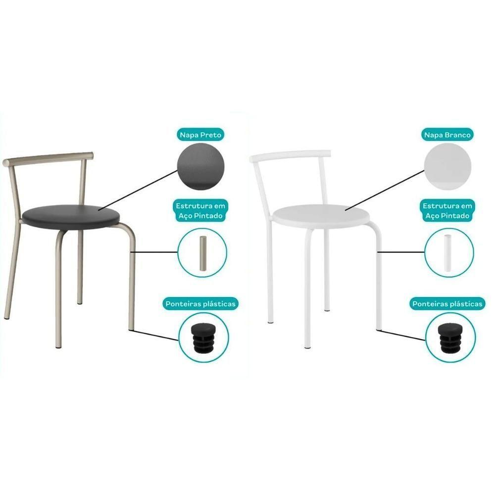 Banqueta Sala De Jantar 105 Kit 6 Uni Branco-courano Branco - Carraro - 7