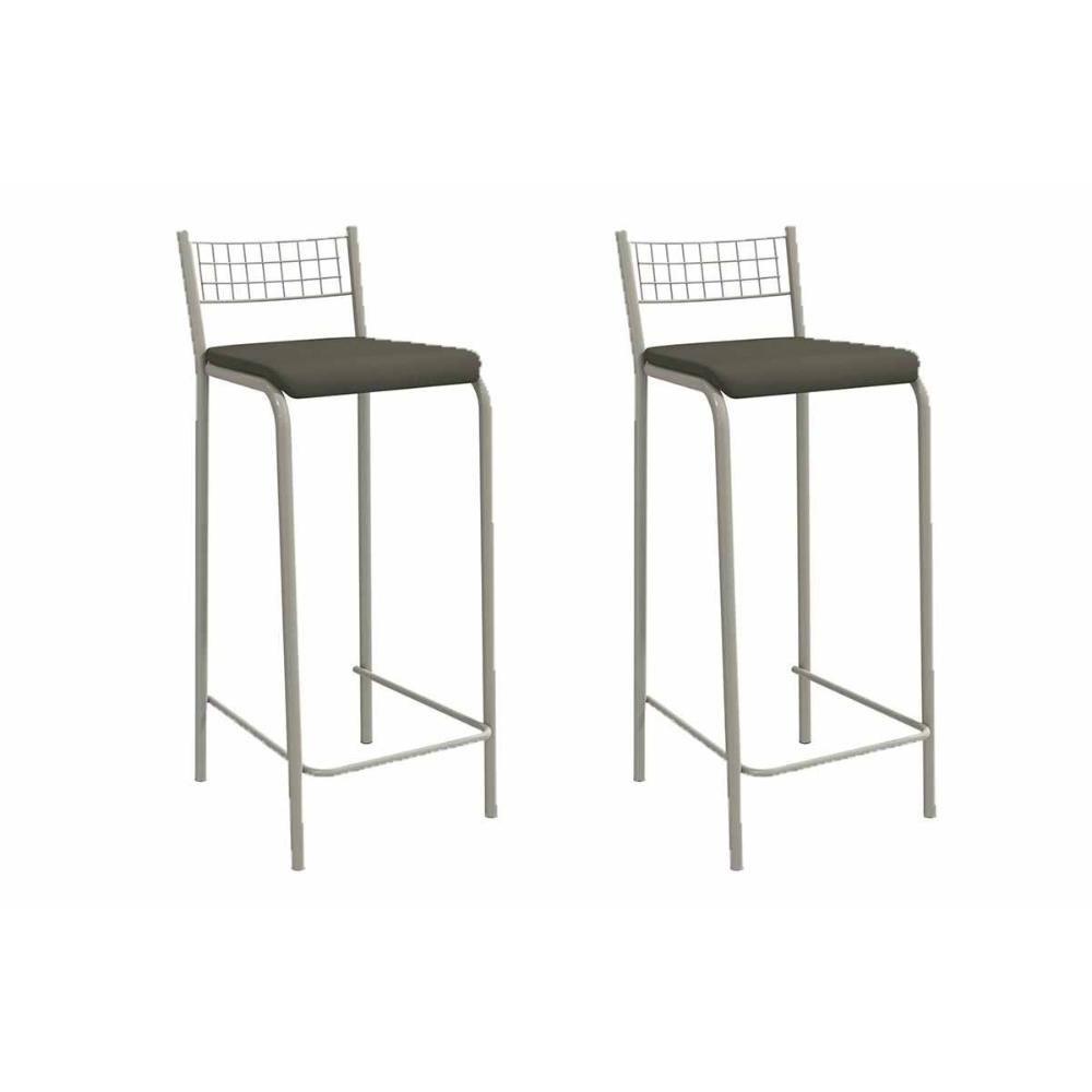 Banqueta De Cozinha Gênova 2b705nk Aço Kit 2 Un Niquel-suede Escuro - Kappesberg - 1