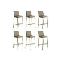 Banqueta De Cozinha Duo 1753 Kit 6 Un Dourado-linho Bamboo-courano Bamboo - Carraro - 1