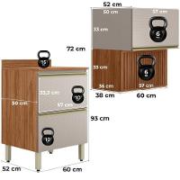 Balcao Tampo E Armario Aereo Ripado 60 Cm Proenca Nogueira Nude Prime Demartez Nogueira Nude Prime - 3