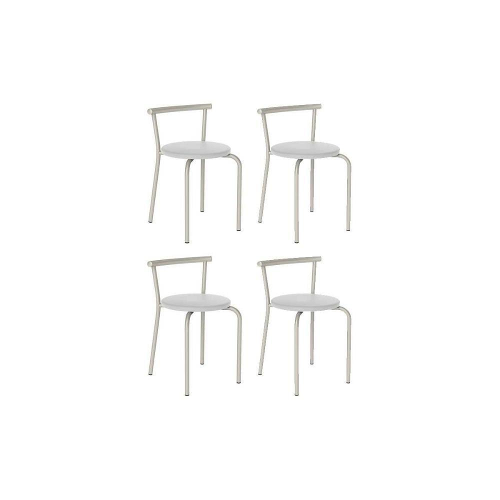 Banqueta De Cozinha 105 Kit 4 Uni Prata-courano Branco - Carraro - 1