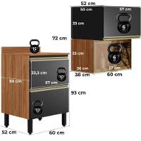Balcao Com Tampo E Armario Aereo Vidro 60 Cm Mdf Proenca Nogueira Carbono Prime Demartez Nogueira Carbono Prime - 3
