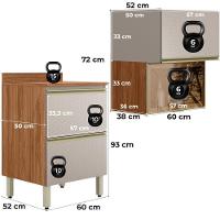 Balcao Tampo E Armario Aereo Vidro 60 Cm Mdf Proenca Nogueira Nude Prime Demartez Nogueira Nude Prime - 3