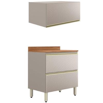 Balcao Com Tampo E Armario Aereo 80 Cm Proenca Nogueira Nude Prime Demartez Nogueira Nude Prime