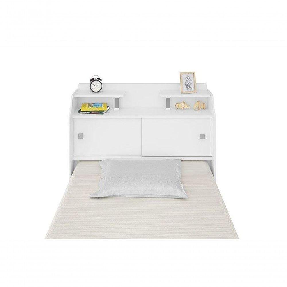 Cabeceira Box Solteiro 0,88cm Elisa Branco Branco/preto - Framar Móveis - 2