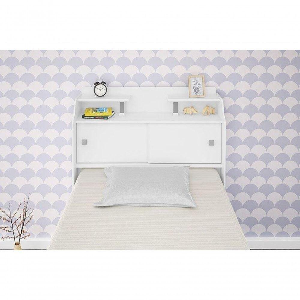 Cabeceira Box Solteiro 0,88cm Elisa Branco Branco/preto - Framar Móveis - 3