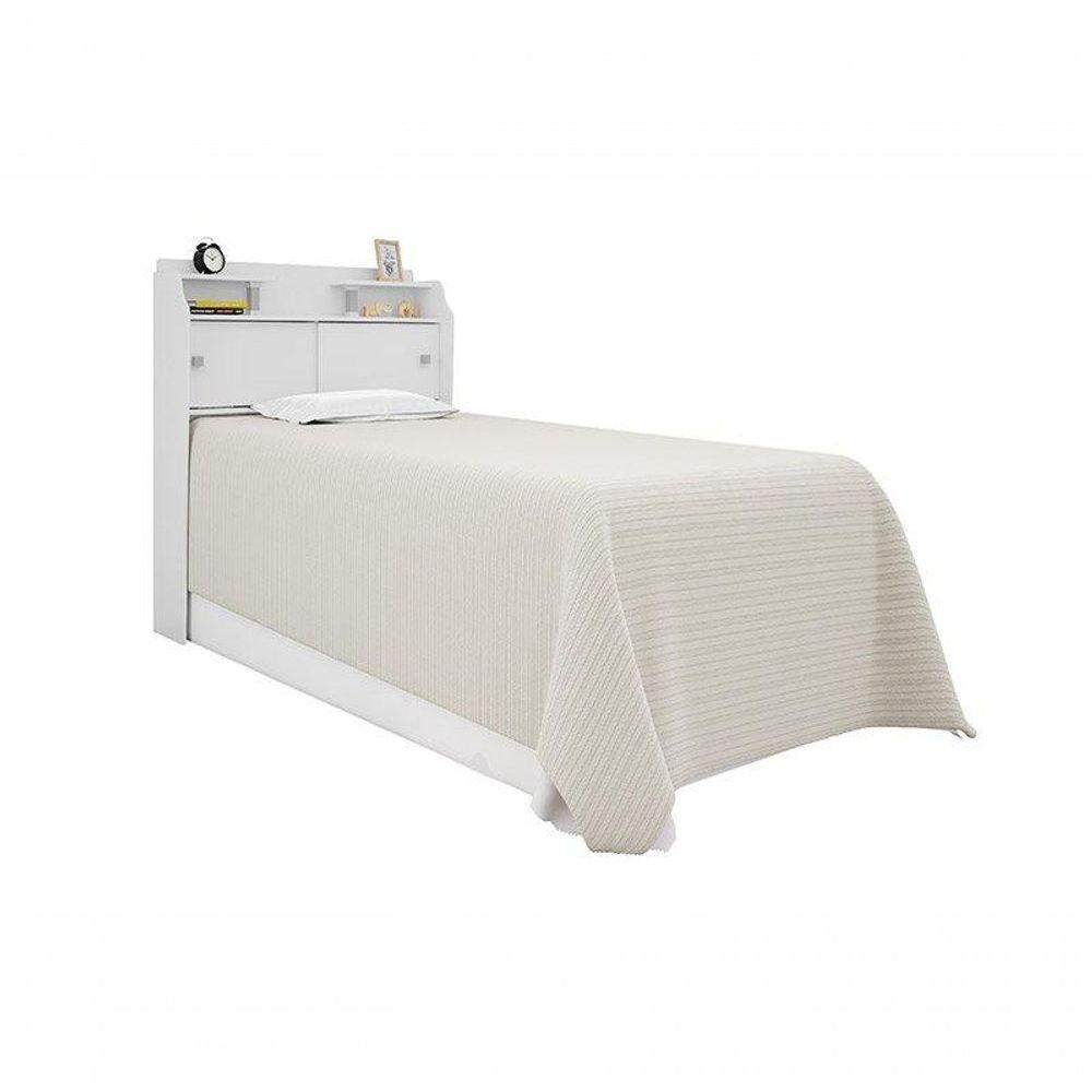 Cabeceira Box Solteiro 0,88cm Elisa Branco Branco/preto - Framar Móveis - 7