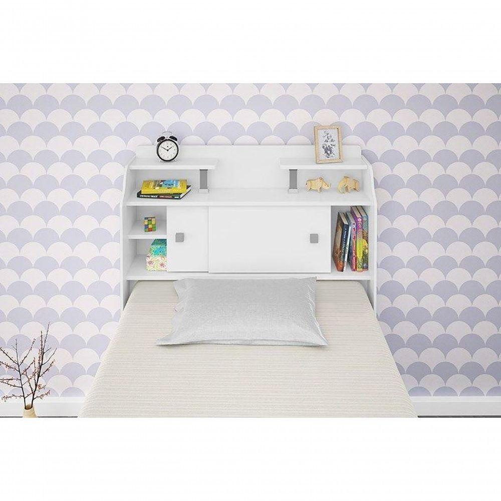 Cabeceira Box Solteiro 0,88cm Elisa Branco Branco/preto - Framar Móveis - 10