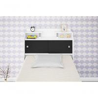 Cabeceira Box Solteiro 0,88cm Elisa Branco Branco/preto - Framar Móveis