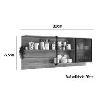 Armário De Cozinha Modulado Alpha 2504 C- 1 Porta C- Vidro 200cm Freijo - Carraro - 2