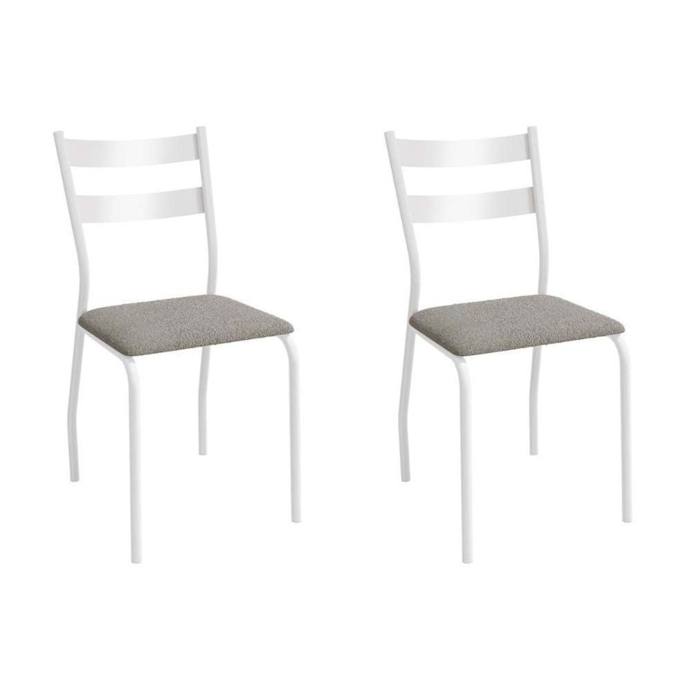 Cadeira Sala De Jantar Bali 2c141br Aço Kit 2 Un Branco-boucle Cinza - Kappesberg - 1