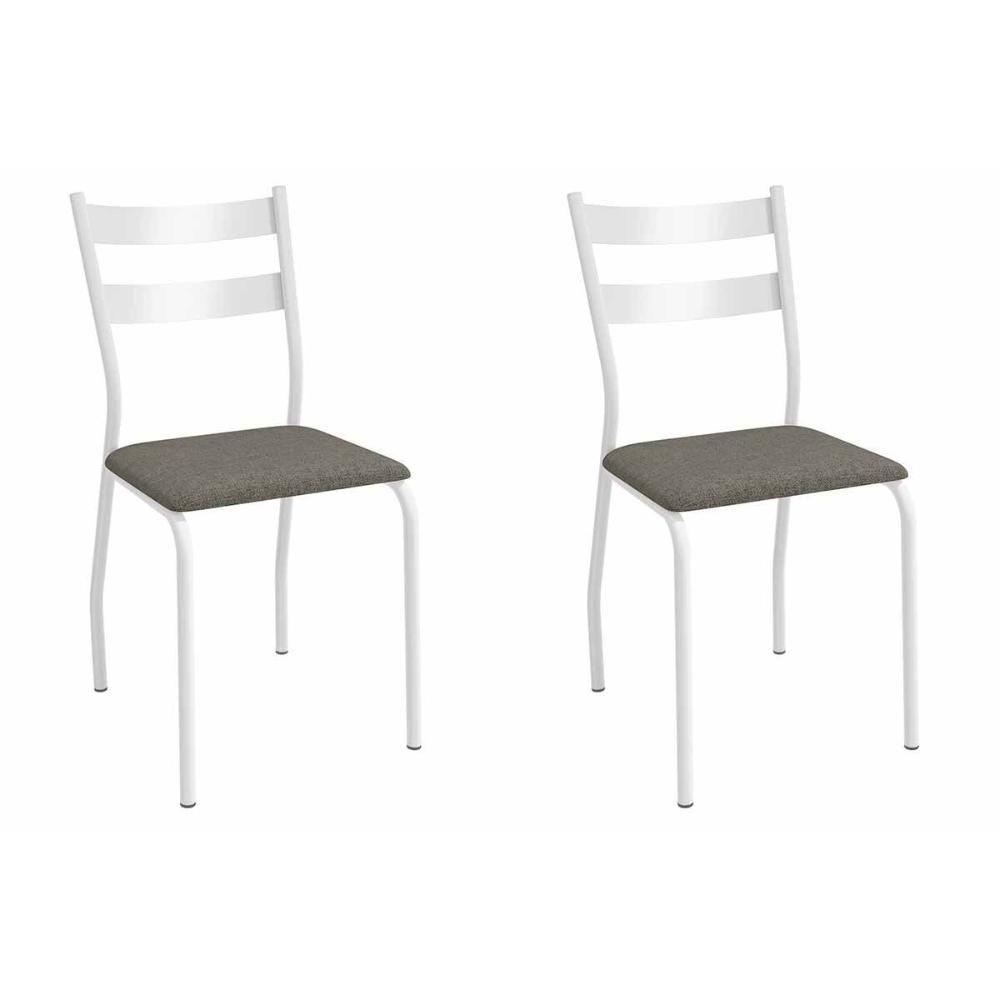 Cadeira Sala De Jantar Bali 2c141br Aço Kit 2 Un Branco-linho Escuro - Kappesberg - 1