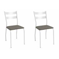 Cadeira Sala De Jantar Bali 2c141br Aço Kit 2 Un Branco-linho Escuro - Kappesberg - 1