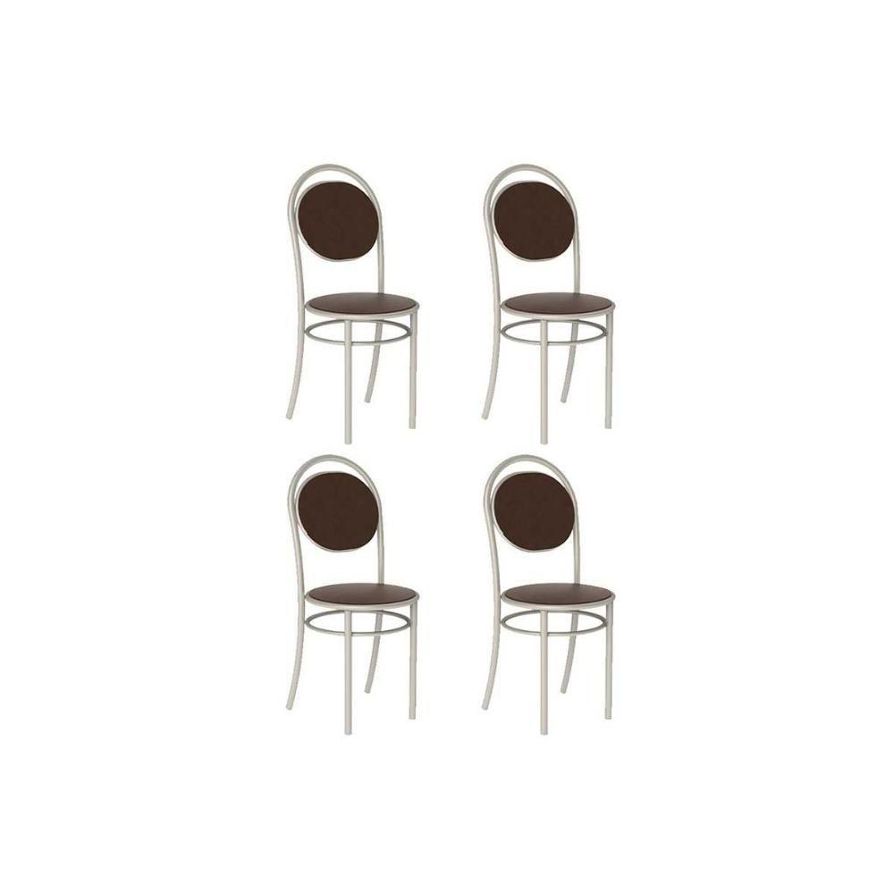 Cadeira Sala De Jantar 190 Aço Kit 4 Uni Prata-courano Cacau - Carraro - 1