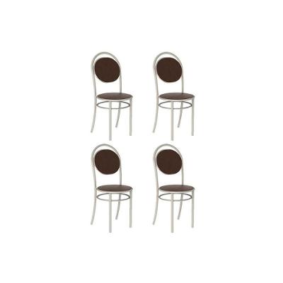 Cadeira Sala De Jantar 190 Aço Kit 4 Uni Prata-courano Cacau - Carraro