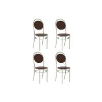 Cadeira Sala De Jantar 190 Aço Kit 4 Uni Prata-courano Cacau - Carraro - 1