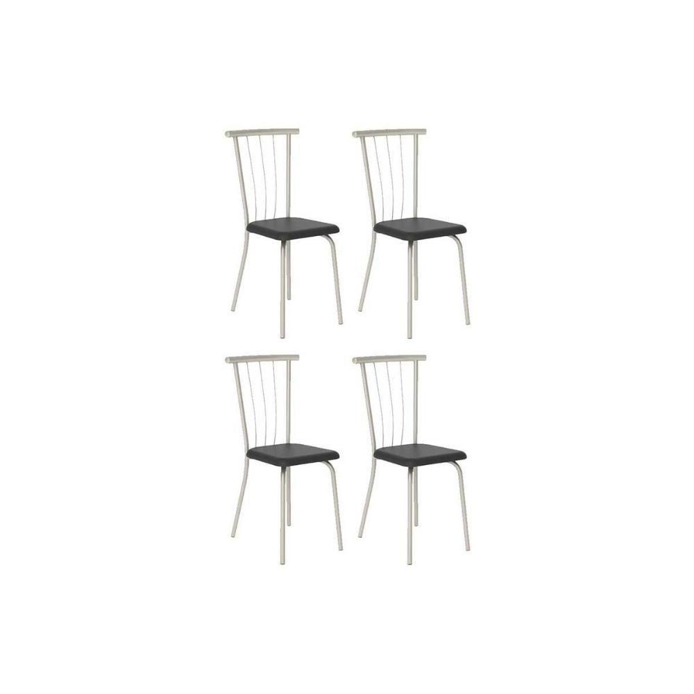 Cadeira Sala De Jantar 154 Aço Kit 4 Uni Prata-courano Preto - Carraro - 1
