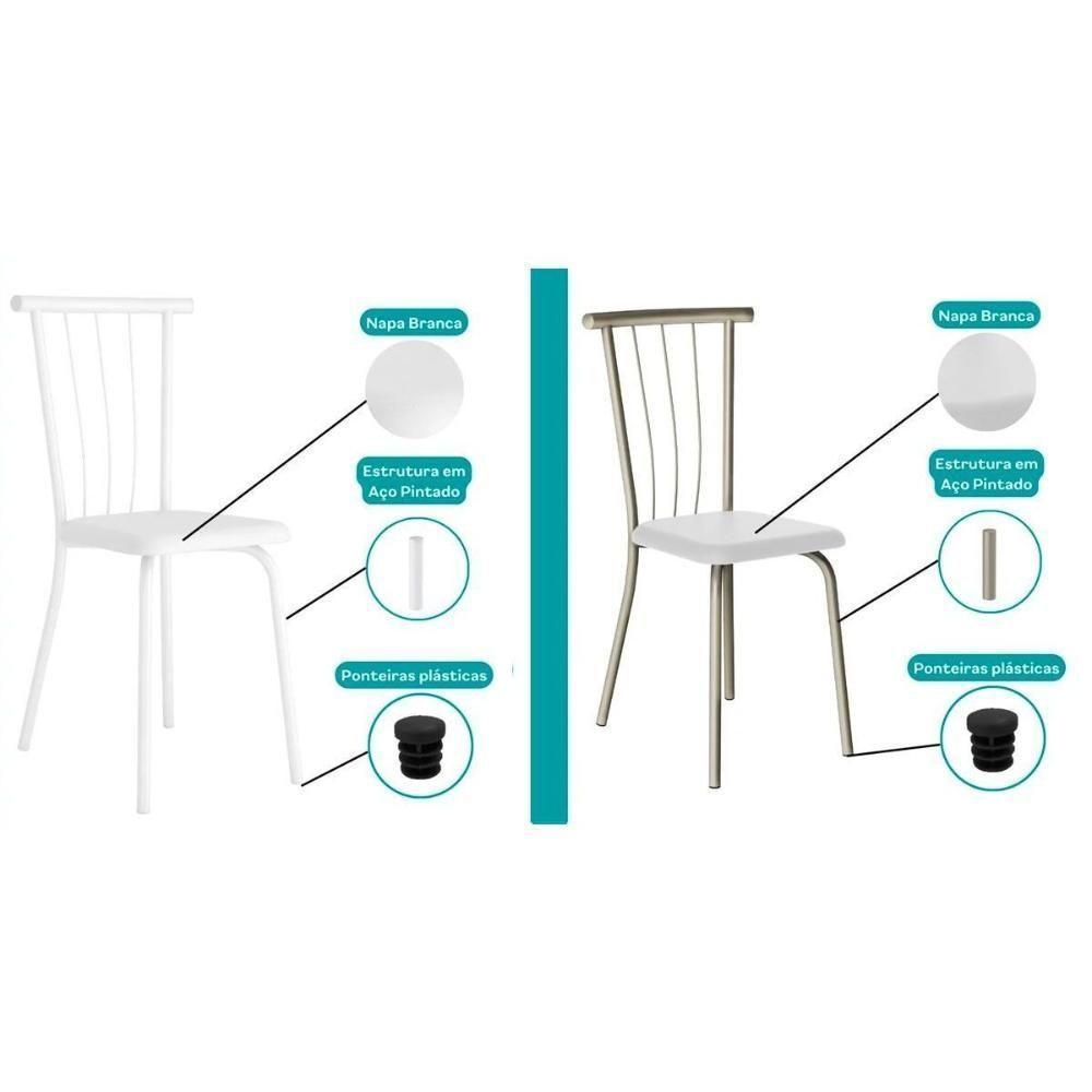 Cadeira Sala De Jantar 154 Aço Kit 4 Uni Prata-courano Branco - Carraro - 5