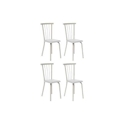 Cadeira Sala De Jantar 154 Aço Kit 4 Uni Prata-courano Branco - Carraro