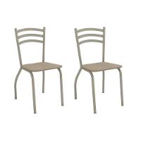 Cadeira De Cozinha Portugal 2c007nk Aço Kit 2 Un Niquel-linho Bege Fendi - Kappesberg - 1