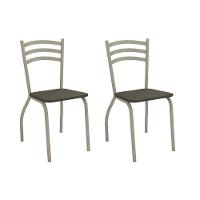 Cadeira De Cozinha Portugal 2c007nk Aço Kit 2 Un Niquel-suede Escuro - Kappesberg - 1