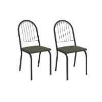 Cadeira De Cozinha Noruega 2c077prf Aço Kit 2 Un Preto-suede Escuro - Kappesberg - 1