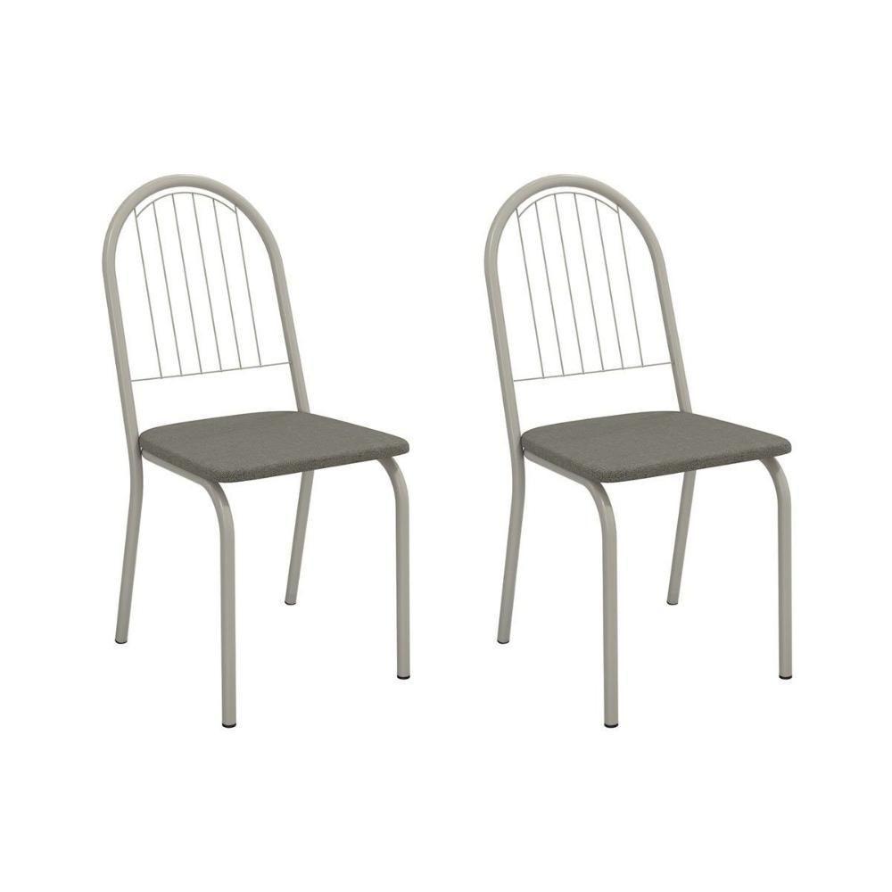 Cadeira De Cozinha Noruega 2c077nk Aço Kit 2 Un Niquel-linho Escuro - Kappesberg - 1