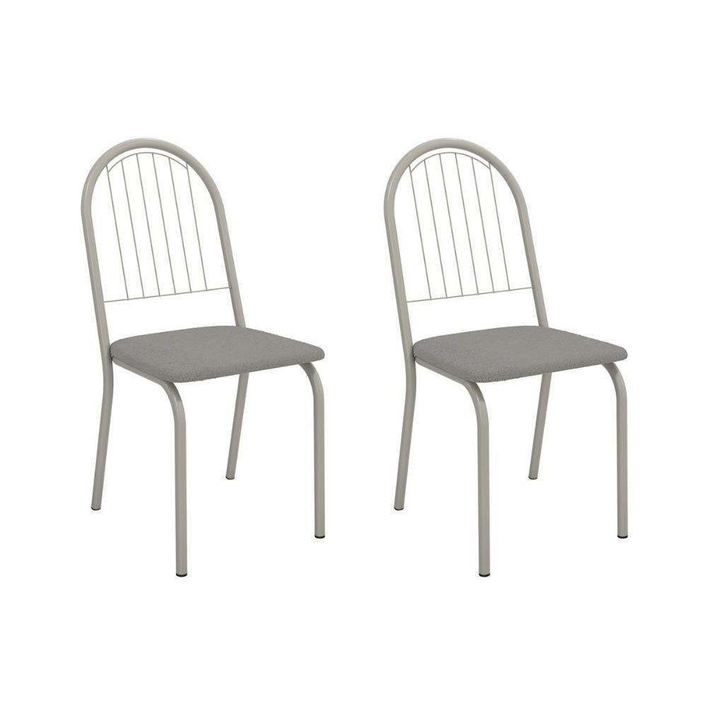 Cadeira De Cozinha Noruega 2c077nk Aço Kit 2 Un Niquel-boucle Cinza - Kappesberg - 1