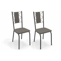 Cadeira De Cozinha Lisboa 2c076prf Aço Kit 2 Un Preto-linho Escuro - Kappesberg - 1