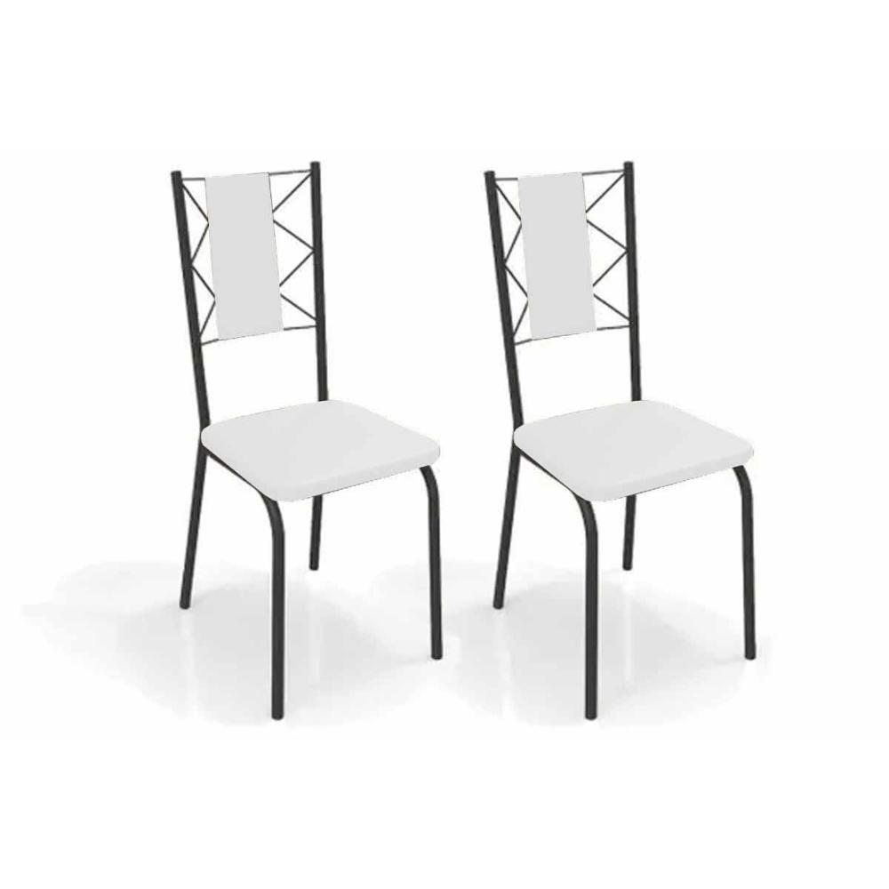 Cadeira De Cozinha Lisboa 2c076prf Aço Kit 2 Un Preto-ano Branco - Kappesberg - 1