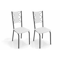 Cadeira De Cozinha Lisboa 2c076prf Aço Kit 2 Un Preto-ano Branco - Kappesberg - 1