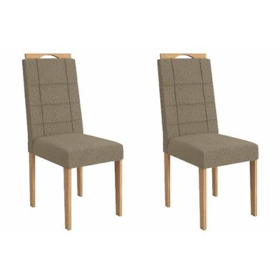 Cadeira De Cozinha Flora 2cad150 Madeirado Kit 2 Un Carvalho-boucle Bege Fendi - Kappesberg