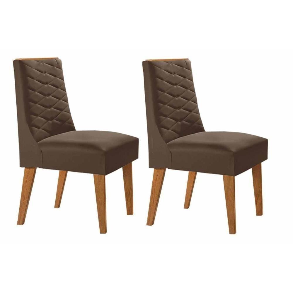 Cadeira De Cozinha Dafne Kit 2 Un Madeira Capuccino-suede Marrom - Rufato - 1
