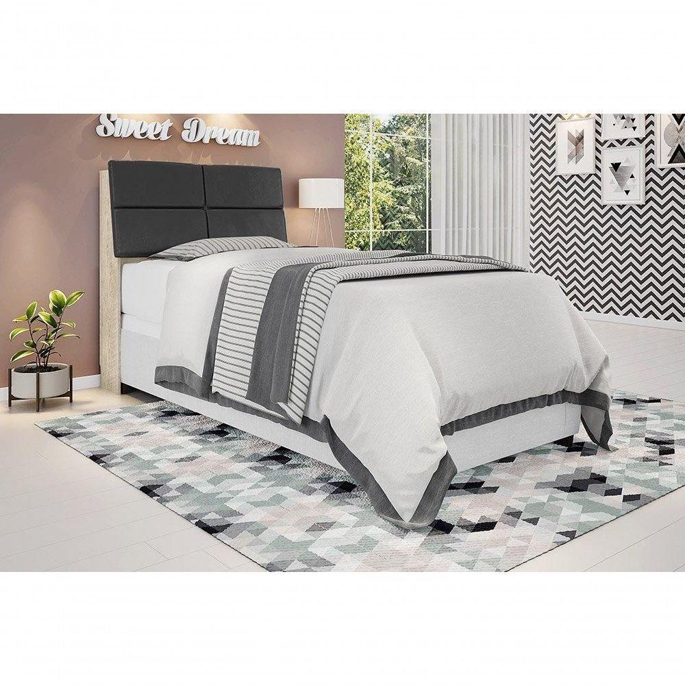 Cabeceira Box Solteiro 0,88 Isis Amarula Com Painel Class Preto - Framar Móveis - 1