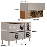 Balcao Com Tampo E Armario Aereo Vidro 120 Cm Proenca Nogueira Nude Prime Demartez Nogueira Nude Prime - 3