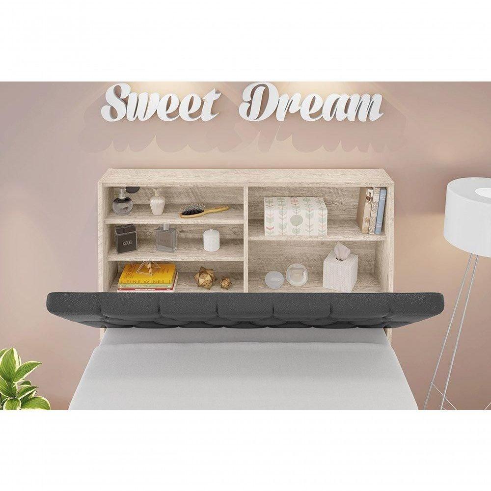 Cabeceira Box Solteiro 0,88 Isis Amarula Com Capitonê Preto - Framar Móveis - 2