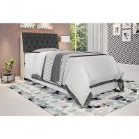 Cabeceira Box Solteiro 0,88 Isis Amarula Com Capitonê Preto - Framar Móveis - 1