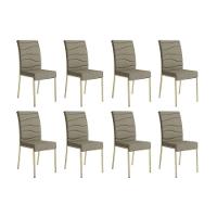 Cadeira Sala De Jantar Wave 1754 Kit 8 Un Dourado-linho Bamboo-courano Bamboo-noce - Carraro - 1