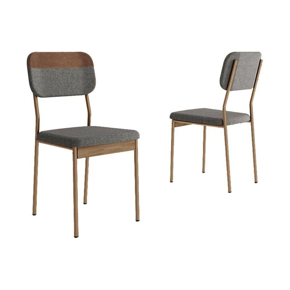 Cadeira Sala De Jantar Valle 1755 Aço Kit 4 Uni Dourado-linho Bamboo-courano Bamboo-noce - Carraro - 5