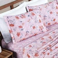 Cobre Leito + Jogo De Cama Afeto 400 Fios Queen 07 Peças 100% Poliéster - Flora - 7