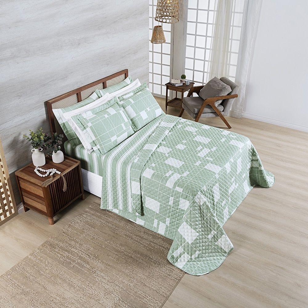 Cobre Leito + Jogo De Cama Afeto 400 Fios Queen 07 Peças 100% Poliéster - Adria - 2