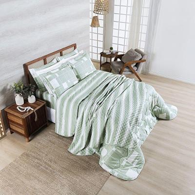 Cobre Leito + Jogo De Cama Afeto 400 Fios Queen 07 Peças 100% Poliéster - Adria