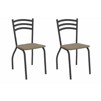 Cadeira Sala De Jantar Portugal 2c007prf Aço Kit 2 Un Preto-boucle Bege Fendi - Kappesberg