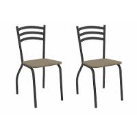 Cadeira Sala De Jantar Portugal 2c007prf Aço Kit 2 Un Preto-boucle Bege Fendi - Kappesberg - 1