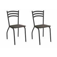 Cadeira Sala De Jantar Portugal 2c007prf Aço Kit 2 Un Preto-ano Marrom - Kappesberg - 1