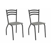 Cadeira Sala De Jantar Portugal 2c007prf Aço Kit 2 Un Preto-boucle Cinza - Kappesberg - 1