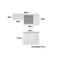 Cozinha Modulada Completa Bella 3 Peças (2aéreos+1balcão) C3p25 Branco - Carraro - 2