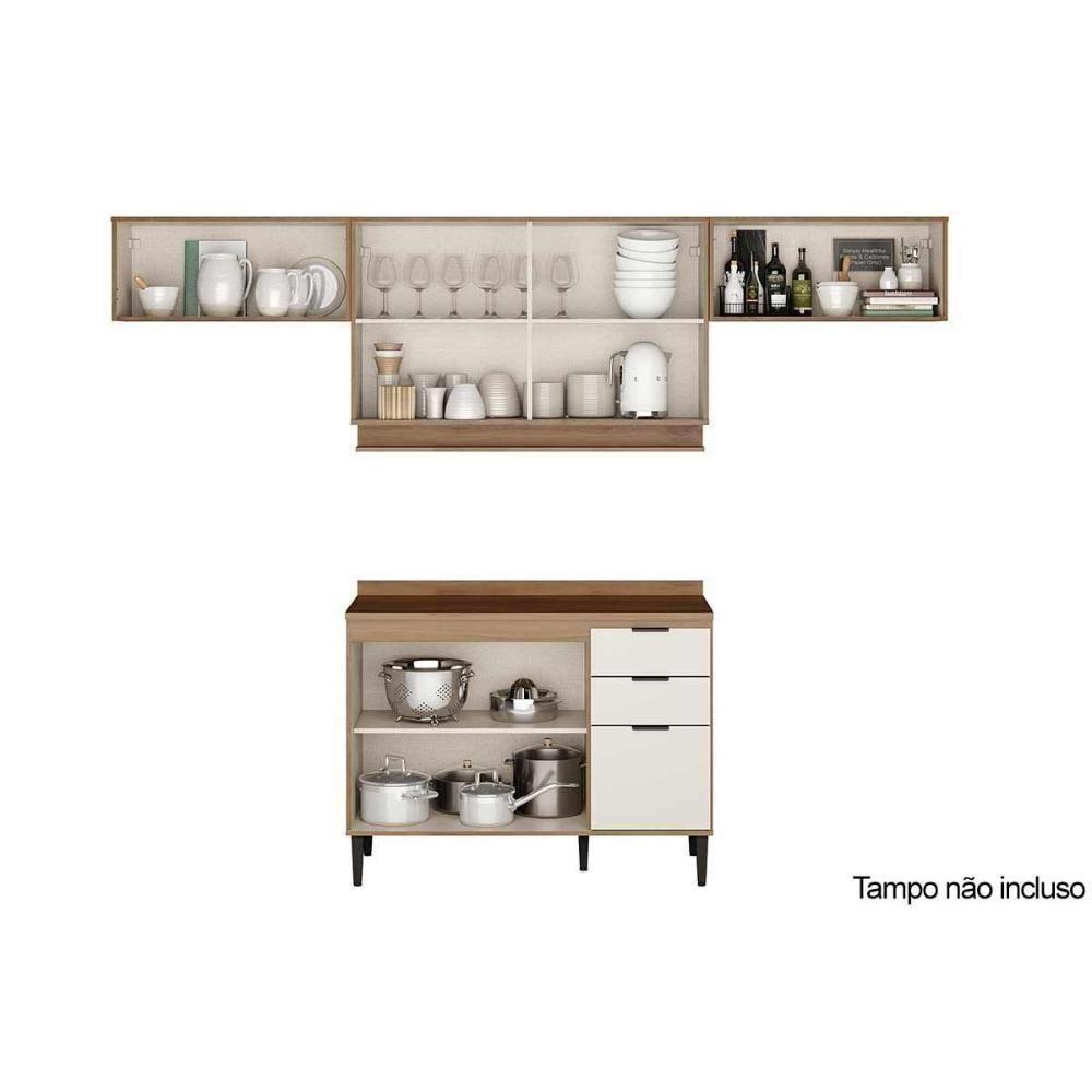 Cozinha Modulada Completa Alpha 4 Peças (3aéreos+1balcão) C4p180 Freijo-off White - Carraro - 3