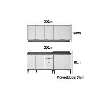 Cozinha Modulada Completa Alpha 4 Peças (2aéreos+2balcões) C4p175 Freijo-off White - Carraro - 2